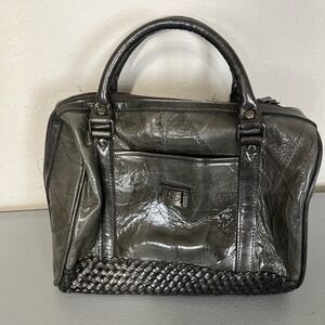 MC Marc Chantal Y2k Metallic Gunmetal Leather Satchel Handbag